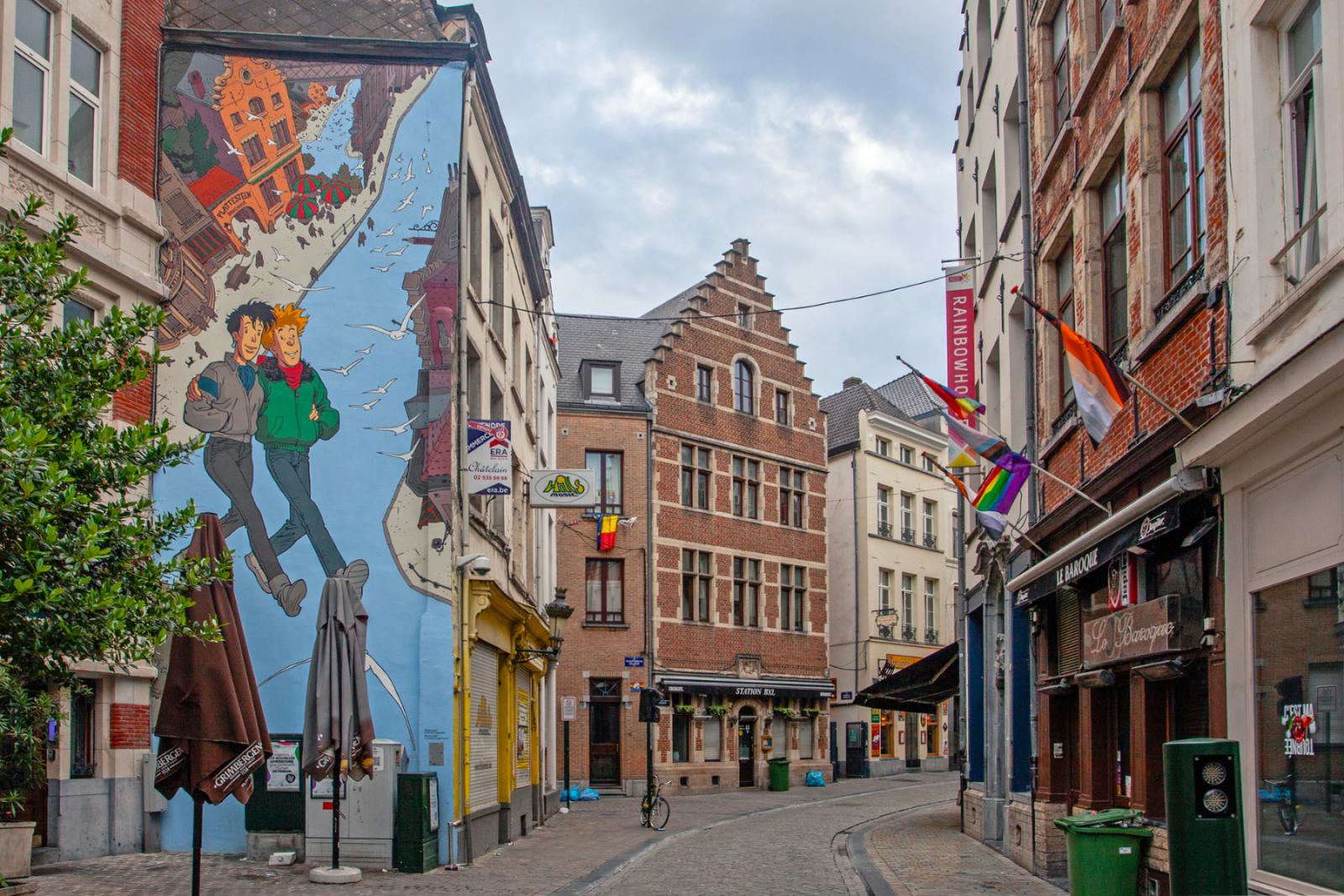 Stripmuur van Spirou en Fantasio in Brussel