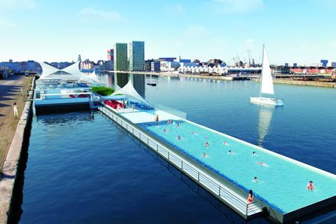 Antwerpen krijgt eerste drijvende zwembad ooit